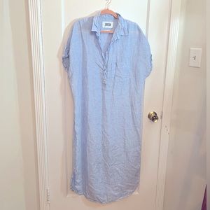 Grayson 100% Linen Shirt Dress — Light Blue